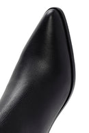 Woman Black Zippered Chunky Heels Leather Boot | Derimod