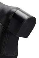 Woman Black Zippered Chunky Heels Leather Boot | Derimod