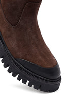 Kadın Kahverengi Kalın Tabanlı Süet Deri Bot | Derimod