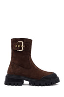 Kadın Kahverengi Kalın Tabanlı Süet Deri Bot | Derimod