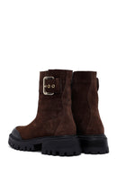 Kadın Kahverengi Kalın Tabanlı Süet Deri Bot | Derimod