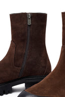Kadın Kahverengi Kalın Tabanlı Süet Deri Bot | Derimod