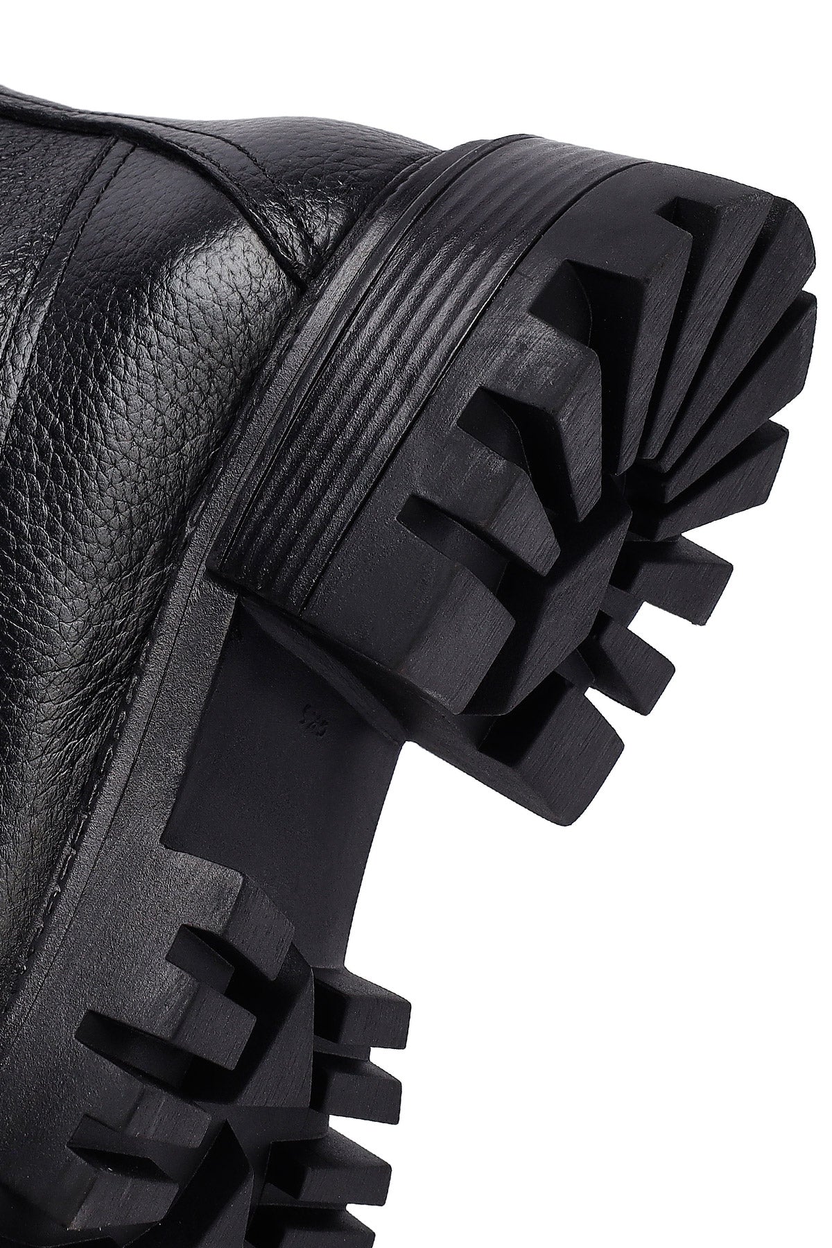 Kadın Siyah Kalın Tabanlı Deri Bot