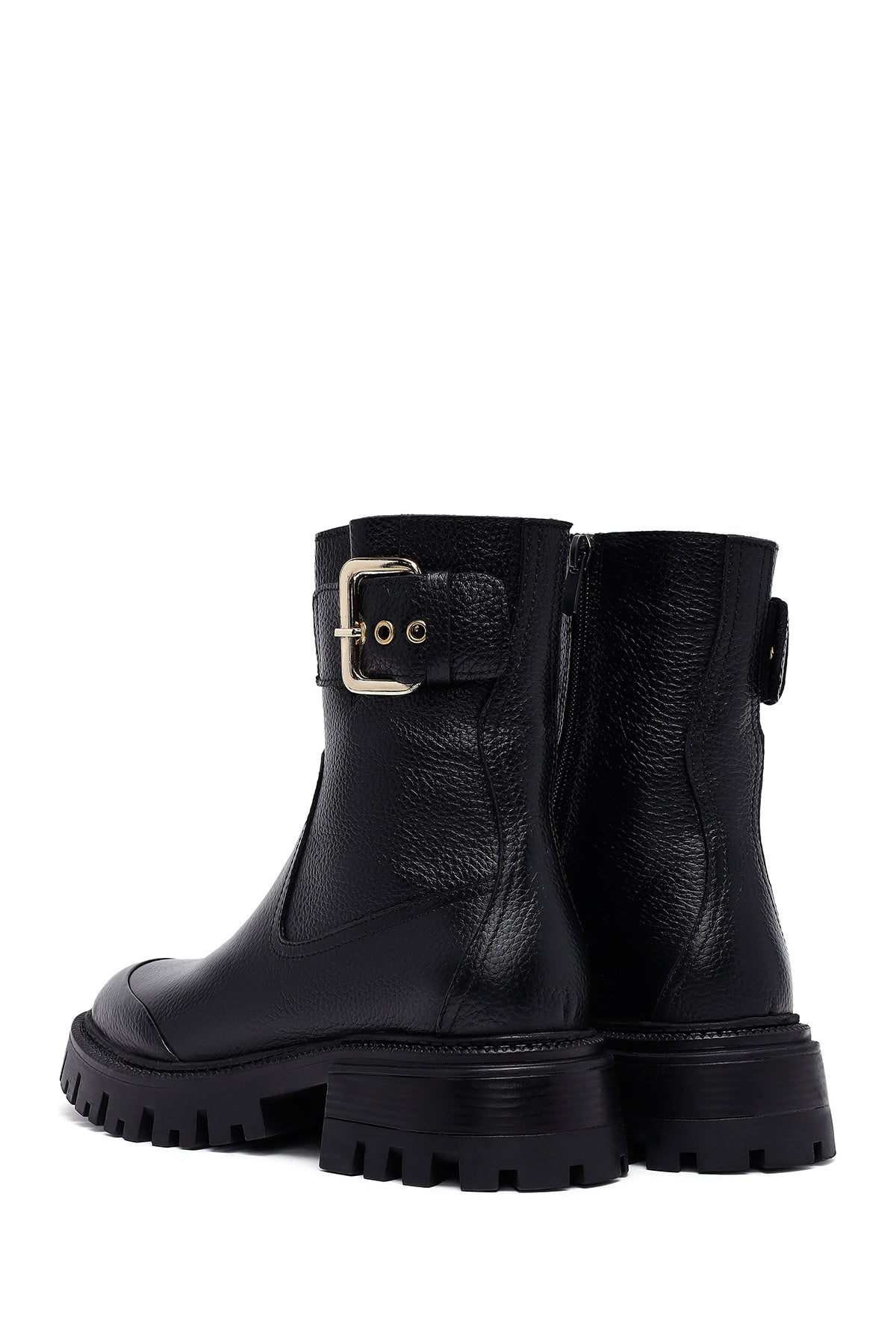 Kadın Siyah Kalın Tabanlı Deri Bot