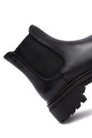 Woman Black Thick Sole Leather Chelsea Boots | Derimod