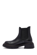 Woman Black Thick Sole Leather Chelsea Boots | Derimod