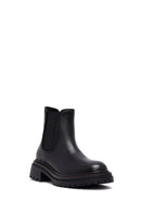 Woman Black Thick Sole Leather Chelsea Boots | Derimod