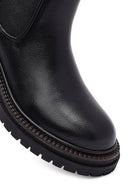 Woman Black Thick Sole Leather Chelsea Boots | Derimod