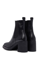 Kadın Siyah Kalın Topuklu Deri Bot | Derimod