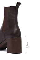 Kadın Kahverengi Kalın Topuklu Deri Bot | Derimod