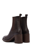 Kadın Kahverengi Kalın Topuklu Deri Bot | Derimod