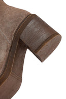 Woman Mink Suede Chunky Heel with Zipper Leather Boat | Derimod