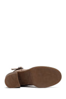 Woman Mink Suede Chunky Heel with Zipper Leather Boat | Derimod