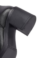 Kadın Siyah Fermuarlı Kalın Topuklu Deri Bot | Derimod