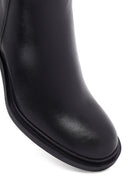 Kadın Siyah Fermuarlı Kalın Topuklu Deri Bot | Derimod