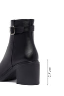 Kadın Siyah Fermuarlı Kalın Topuklu Deri Bot | Derimod