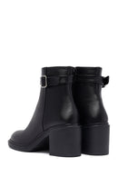 Kadın Siyah Fermuarlı Kalın Topuklu Deri Bot | Derimod