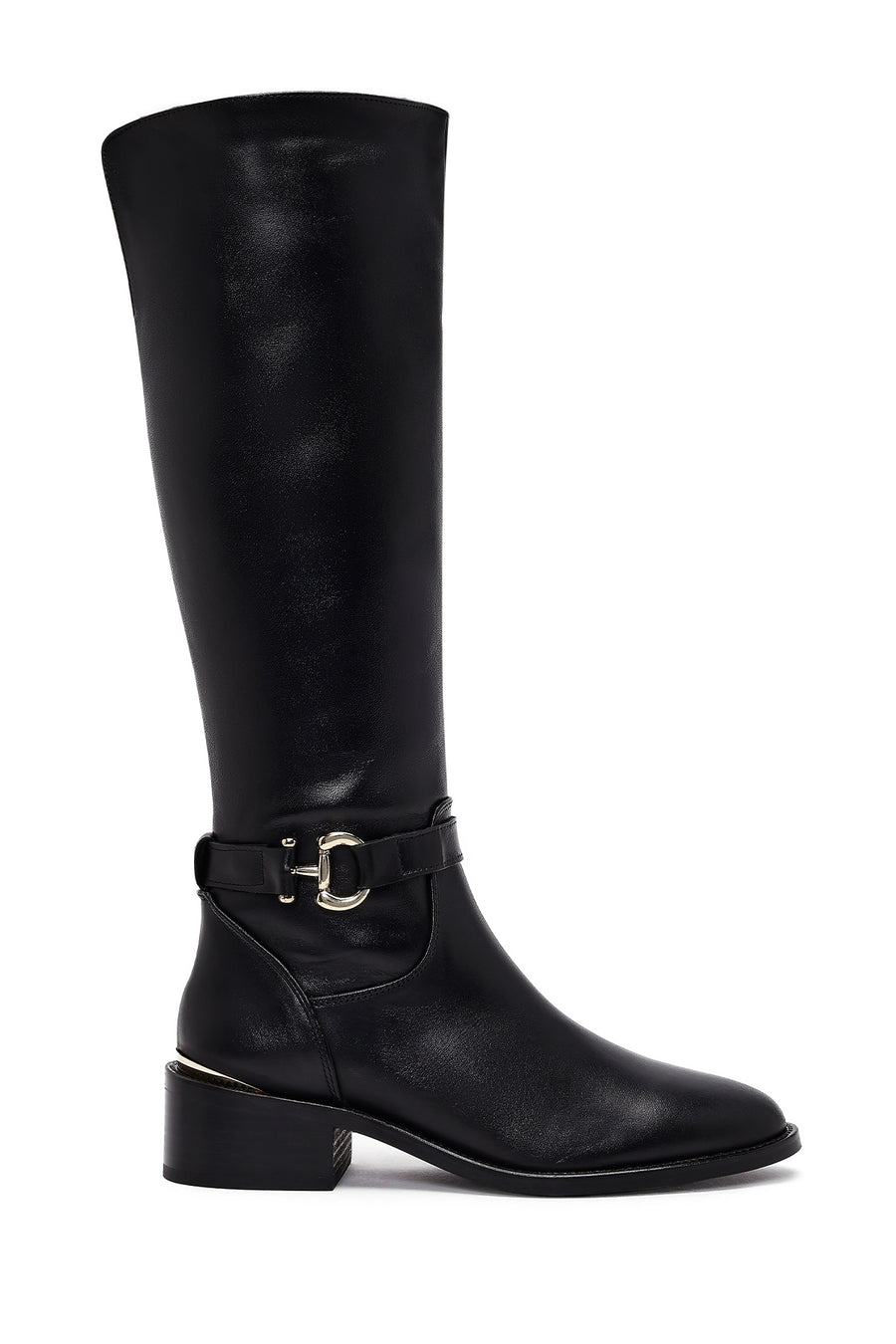 Women's Black Zippered Leather Boots 25WFD153518 | Derimod