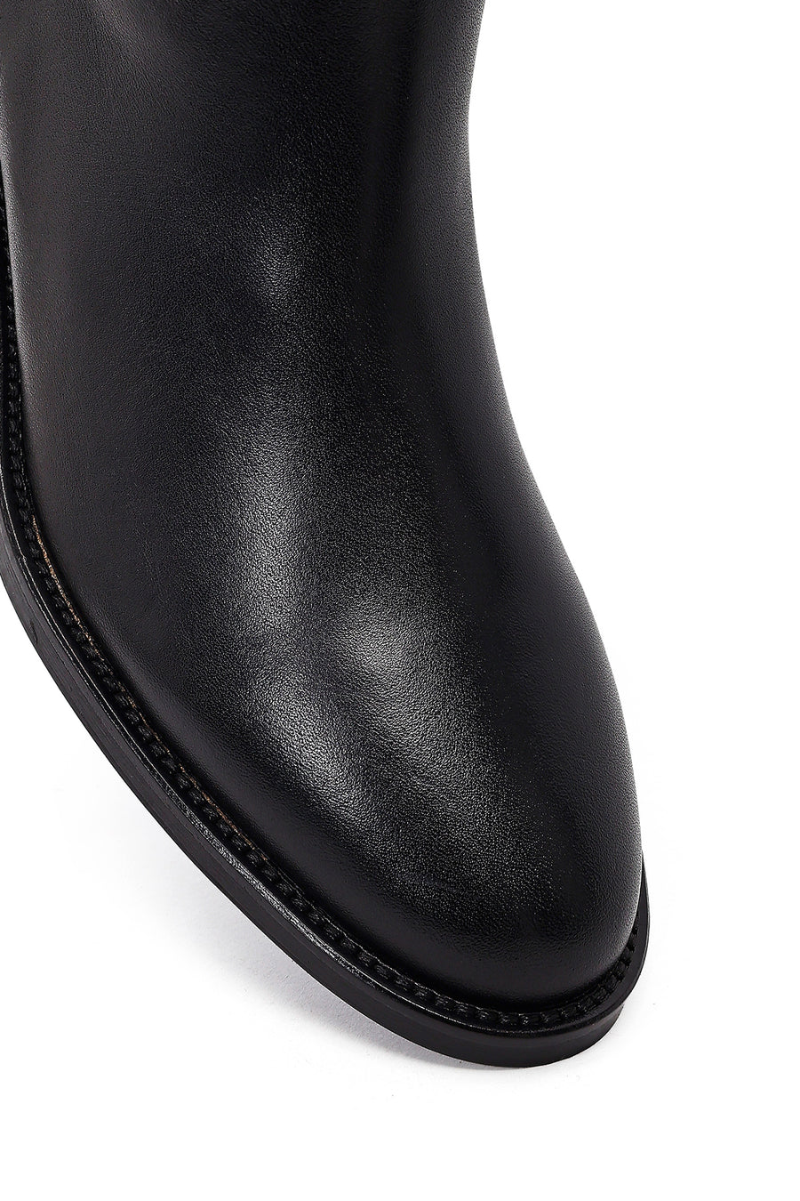 Women's Black Zippered Leather Boots