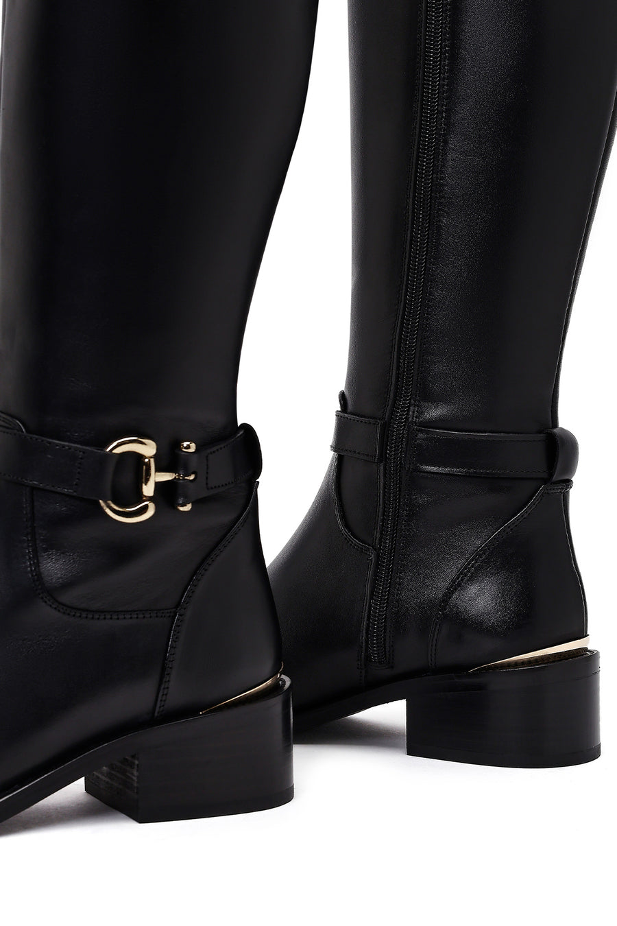 Women's Black Zippered Leather Boots