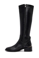 Kadın Siyah Fermuarlı Deri Çizme | Derimod