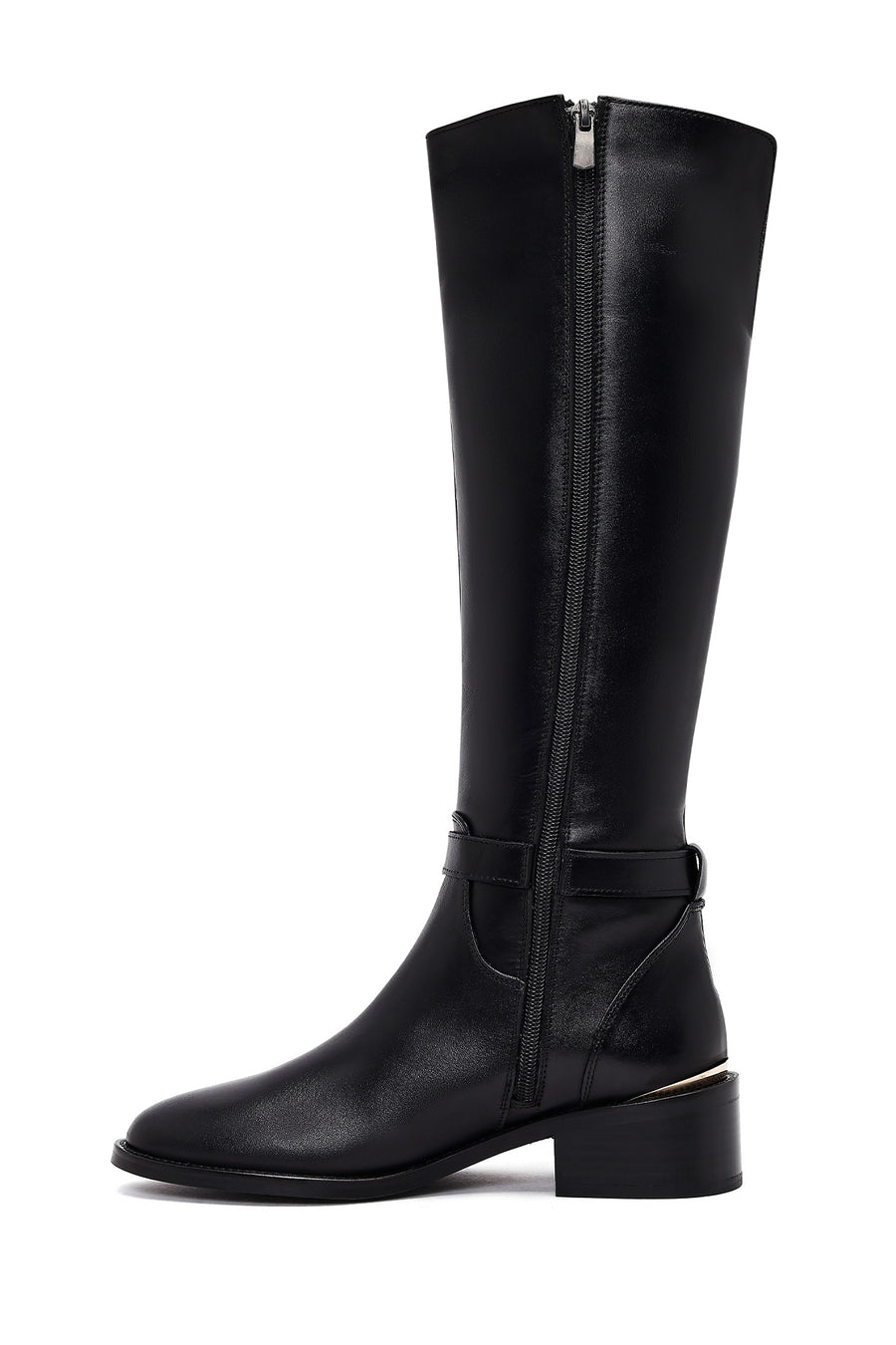 Women's Black Zippered Leather Boots