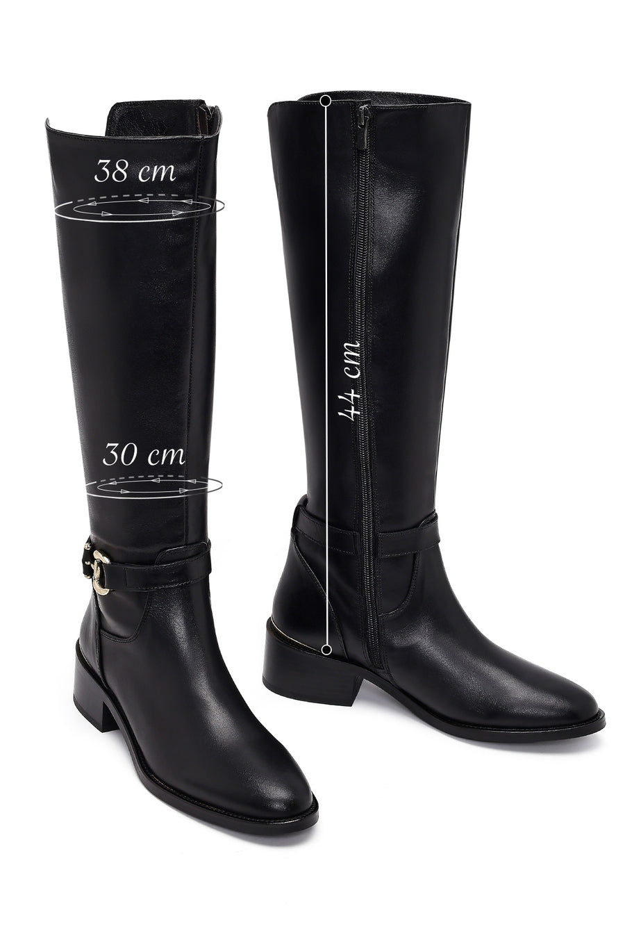 Women's Black Zippered Leather Boots