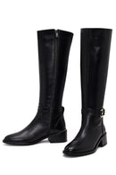 Kadın Siyah Fermuarlı Deri Çizme | Derimod