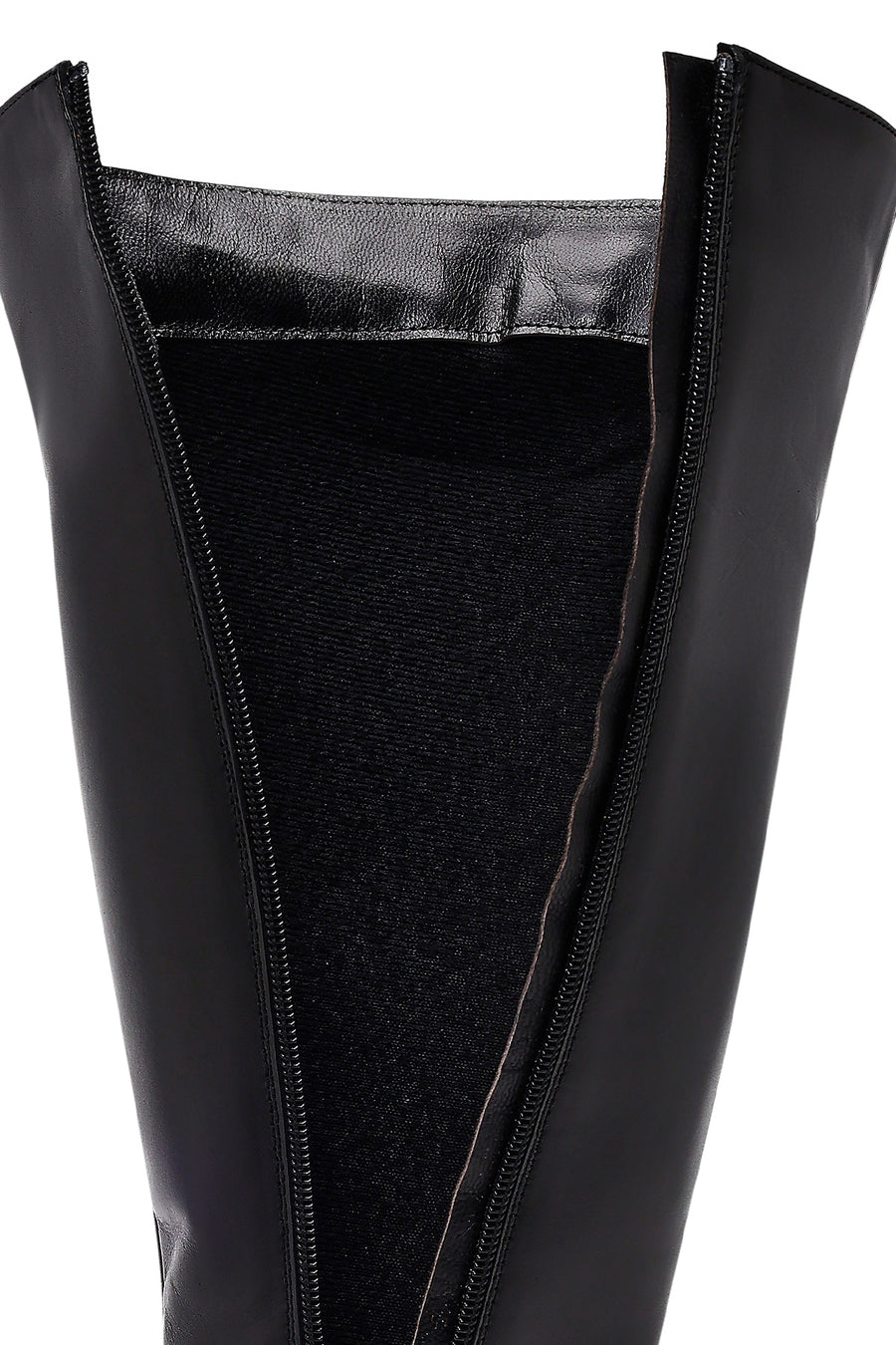 Women's Black Zippered Leather Boots