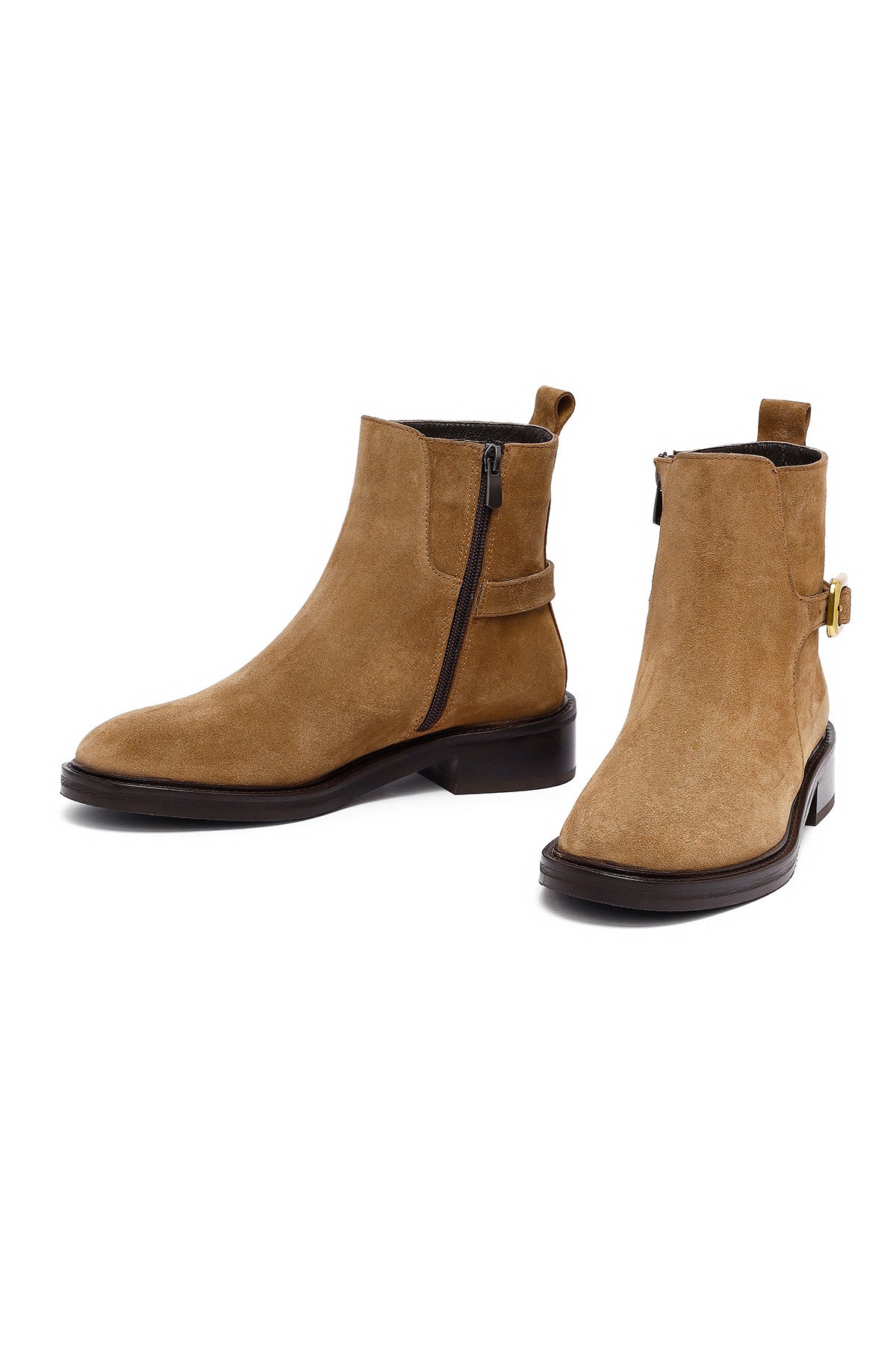 Kadın Vizon Fermuarlı Süet Deri Bot