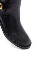 Woman Black Zippered Leather Boat | Derimod