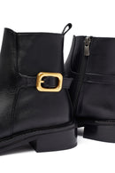 Woman Black Zippered Leather Boat | Derimod