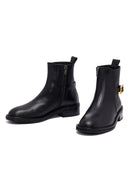 Woman Black Zippered Leather Boat | Derimod