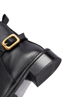 Woman Black Zippered Leather Boat | Derimod