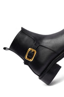 Woman Black Zippered Leather Boat | Derimod