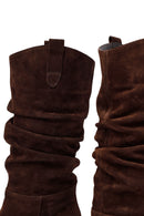 Kadın Kahverengi Kalın Topuklu Süet Deri Kovboy Çizme | Derimod