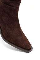 Kadın Kahverengi Kalın Topuklu Süet Deri Kovboy Çizme | Derimod