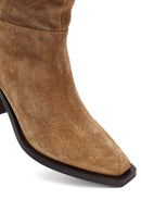 Kadın Vizon Kalın Topuklu Süet Deri Kovboy Çizme | Derimod