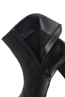 Kadın Siyah Fermuarlı Kısa Kalın Topuklu Deri Bot | Derimod