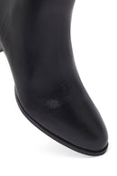 Kadın Siyah Fermuarlı Kısa Kalın Topuklu Deri Bot | Derimod