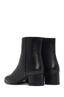 Kadın Siyah Fermuarlı Kısa Kalın Topuklu Deri Bot | Derimod