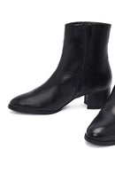Kadın Siyah Fermuarlı Kısa Kalın Topuklu Deri Bot | Derimod