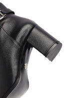 Kadın Siyah Fermuarlı Toka Detaylı Kalın Topuklu Deri Bot | Derimod