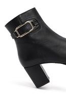 Kadın Siyah Fermuarlı Toka Detaylı Kalın Topuklu Deri Bot | Derimod
