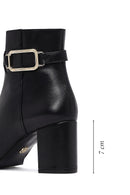 Kadın Siyah Fermuarlı Toka Detaylı Kalın Topuklu Deri Bot | Derimod