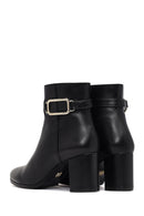 Kadın Siyah Fermuarlı Toka Detaylı Kalın Topuklu Deri Bot | Derimod