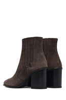 Kadın Antrasit Kalın Topuklu Süet Deri Chelsea Bot | Derimod