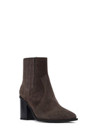 Kadın Antrasit Kalın Topuklu Süet Deri Chelsea Bot | Derimod