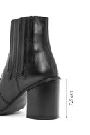 Kadın Siyah Kalın Topuklu Deri Kovboy Bot | Derimod