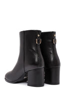 Woman Black Zippered Chunky Heels Leather Boat | Derimod